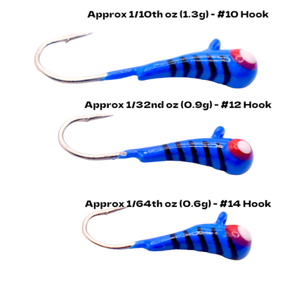 MN MADE OUTDOORS BLUE STRIPE GLOW TUNGSTEN KANOE JIG
